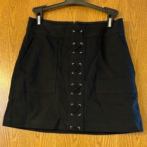 Express Black Mini Skirt with Lace-Up Detail